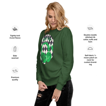 Personalized QR Code Sweatshirt with Funky Harlequin Vibes