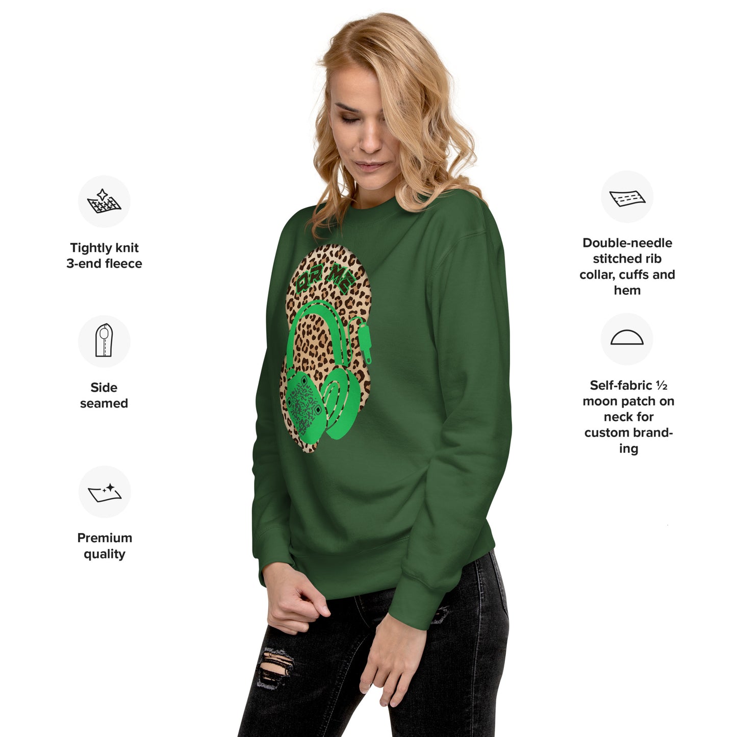 Leopard Print Personalized QR Code Sweatshirt – Wear Your Playlist!