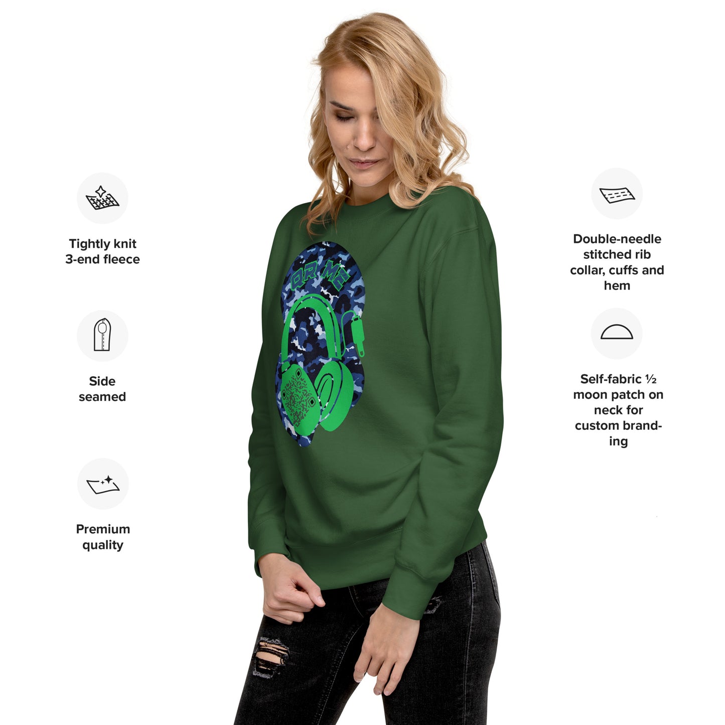 Personalized QR Code Blue Camo Sweatshirt – Blend In, Stand Out