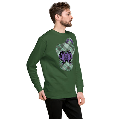 Alien Emoji QR Code Plaid Premium Sweatshirt