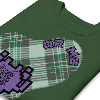 Alien Emoji QR Code Plaid Premium Sweatshirt