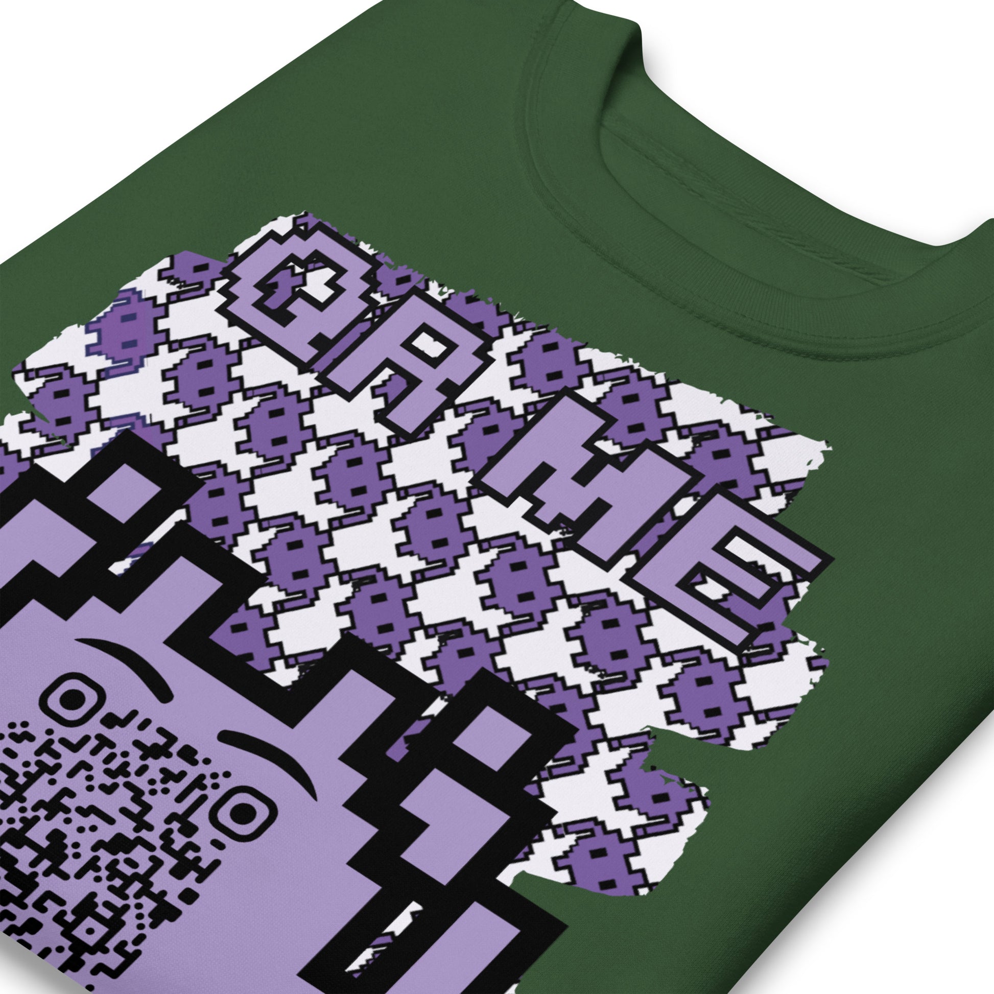 Purple Alien QR Code Sweatshirt – Classic Style for Gamers & Creators