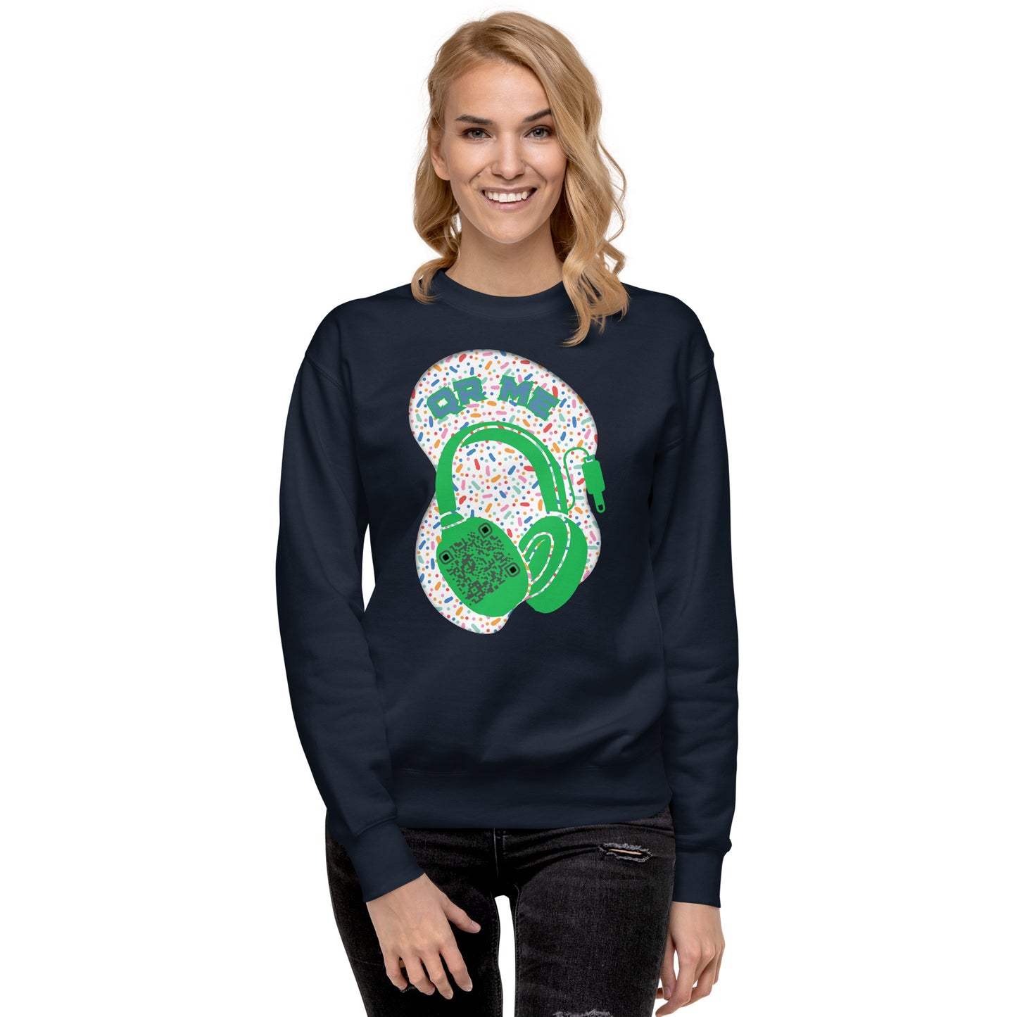 Personalized QR Code Sweatshirt – Polka Dot Playlist!