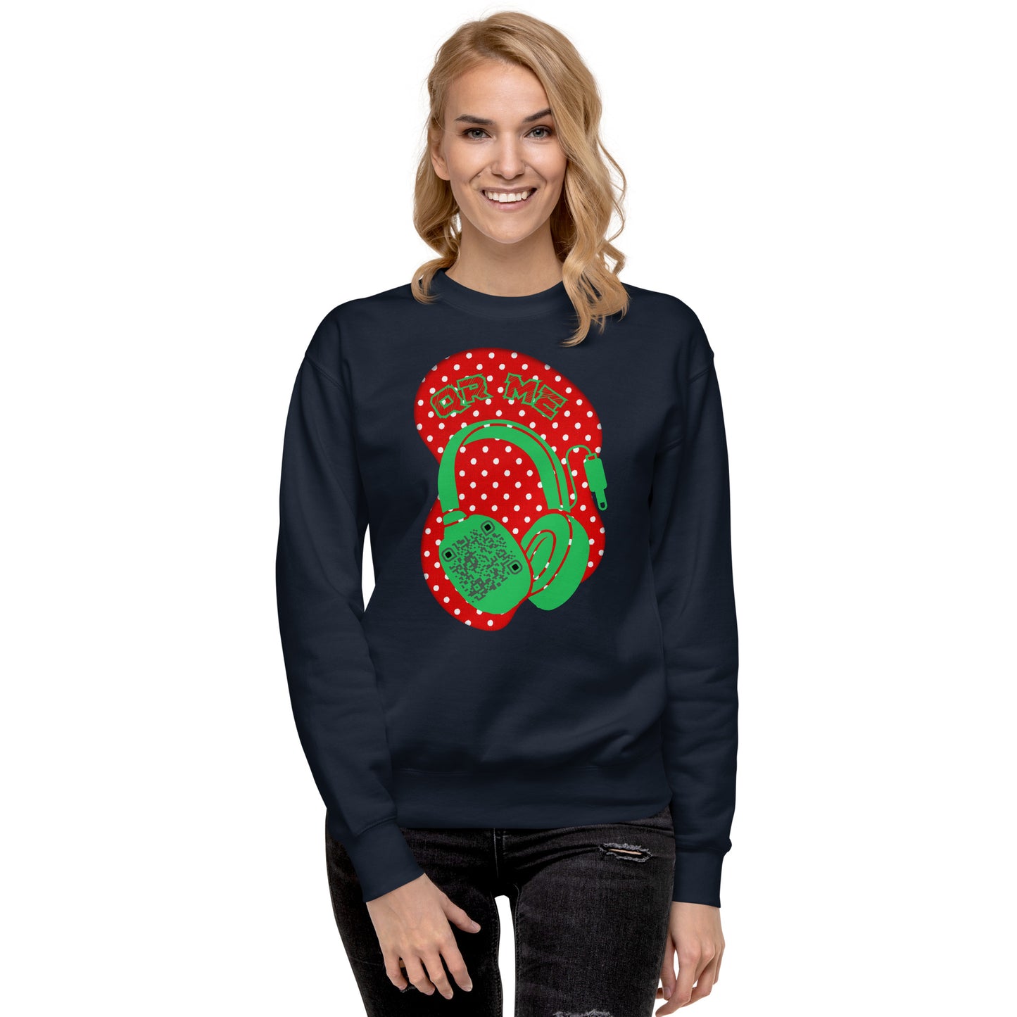 Personalized QR Code Polka Dot Sweatshirt – Tune In & Stand Out