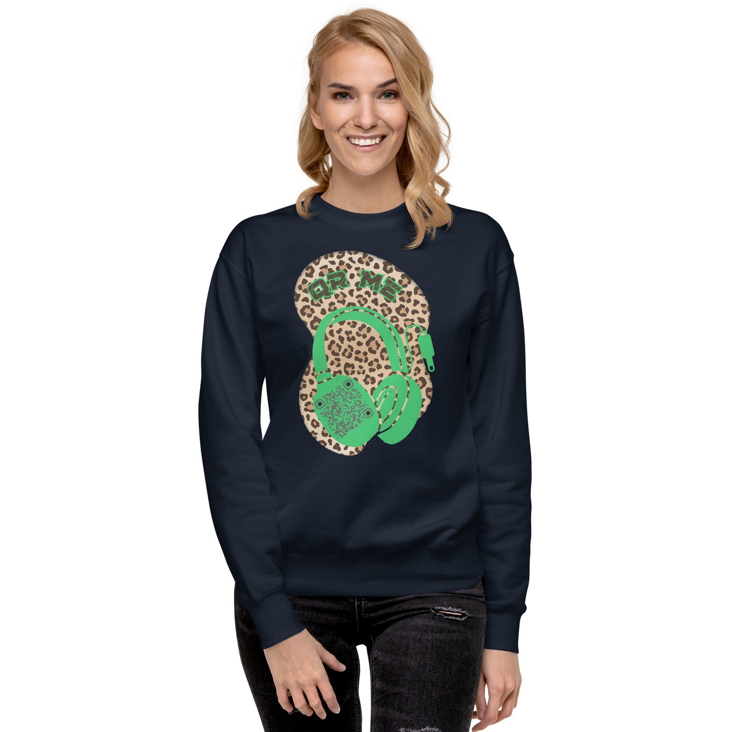 Leopard Print Personalized QR Code Sweatshirt – Wear Your Playlist!