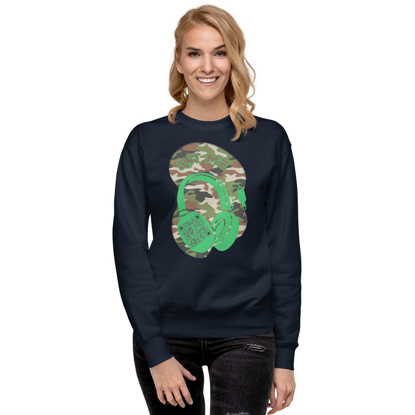 Personalized QR Code Sweatshirt – Camouflage Beats Edition 🎶