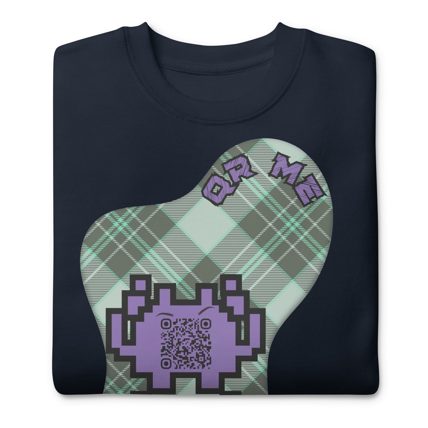 Alien Emoji QR Code Plaid Premium Sweatshirt