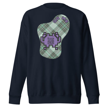 Alien Emoji QR Code Plaid Premium Sweatshirt