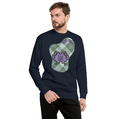 Alien Emoji QR Code Plaid Premium Sweatshirt