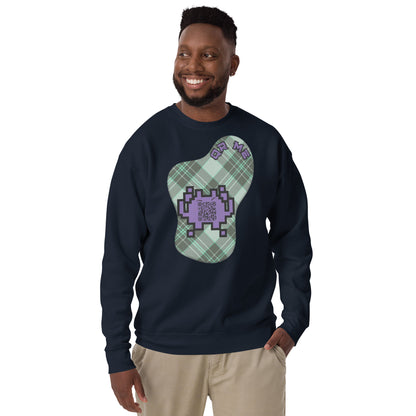 Alien Emoji QR Code Plaid Premium Sweatshirt