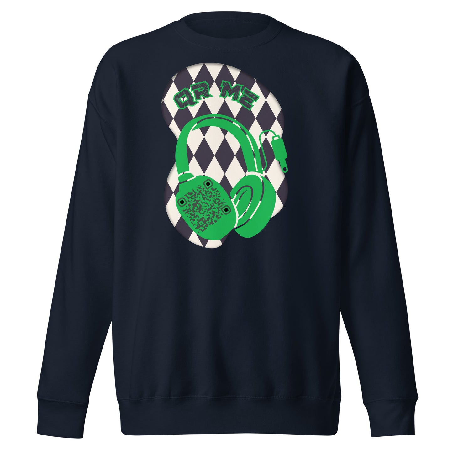 Personalized QR Code Sweatshirt with Funky Harlequin Vibes