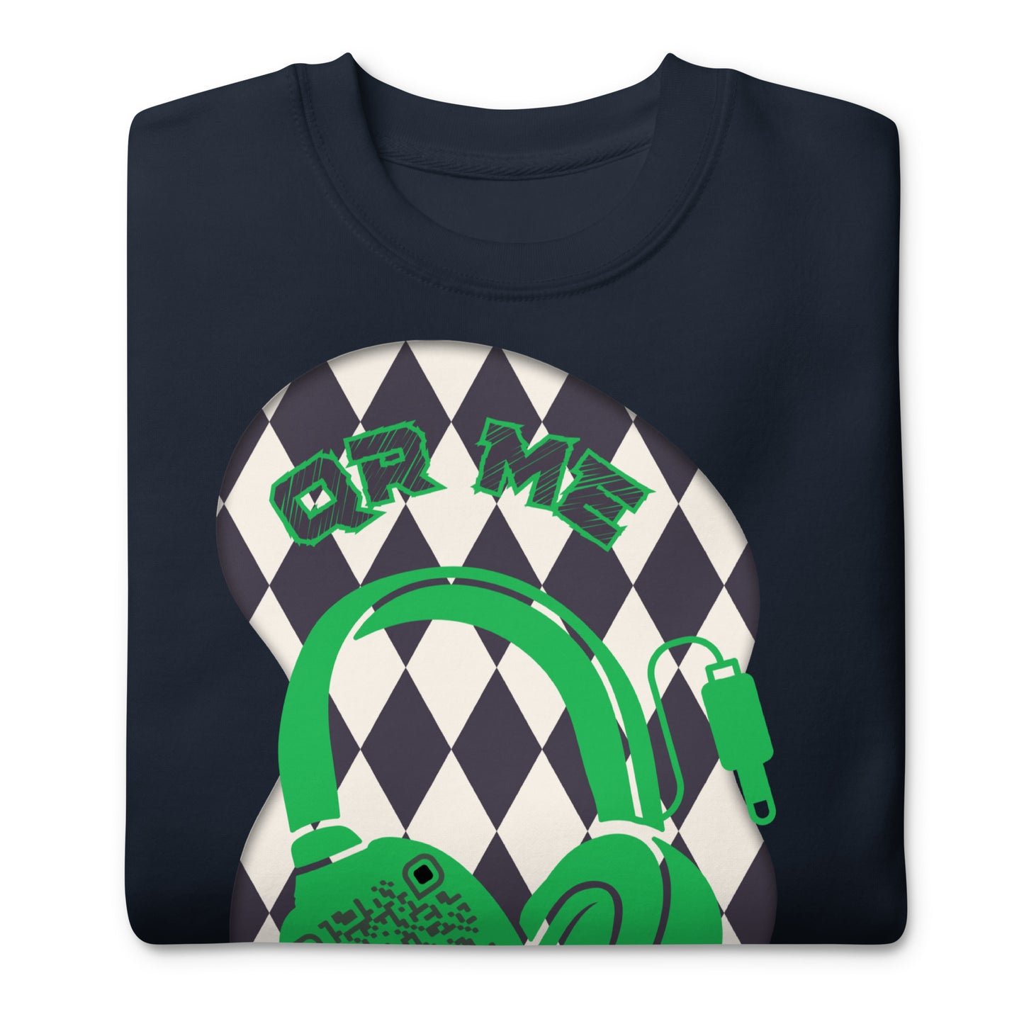 Personalized QR Code Sweatshirt with Funky Harlequin Vibes