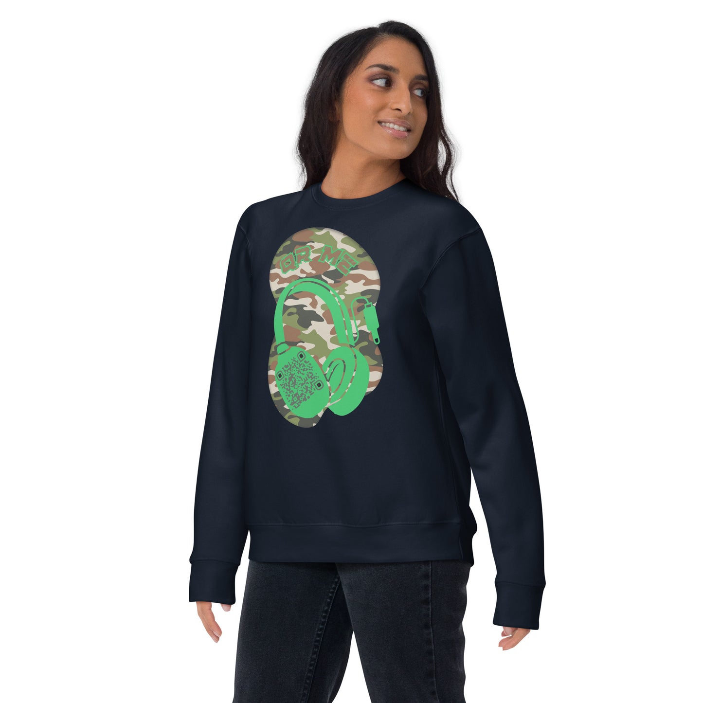 Personalized QR Code Sweatshirt – Camouflage Beats Edition 🎶