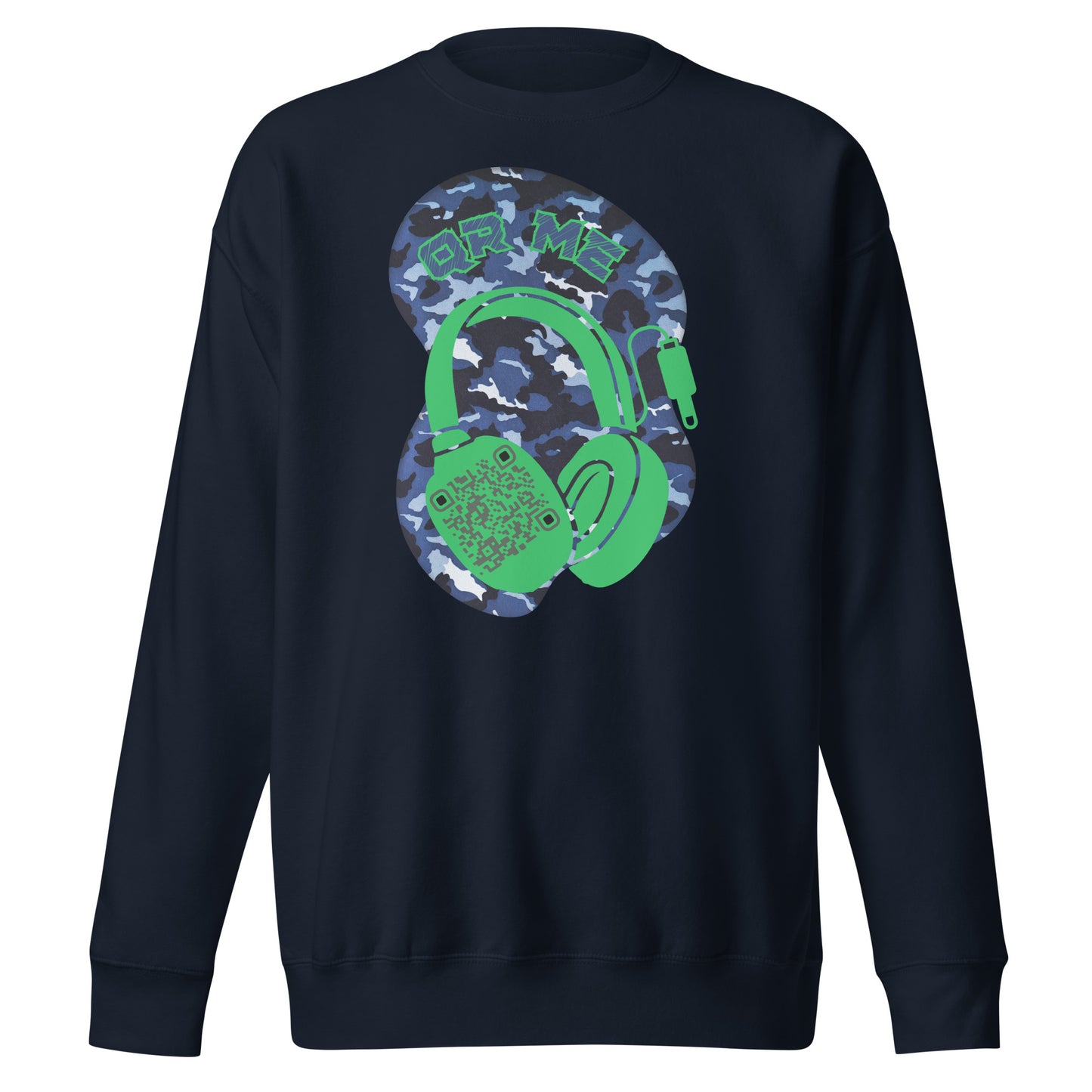 Personalized QR Code Blue Camo Sweatshirt – Blend In, Stand Out