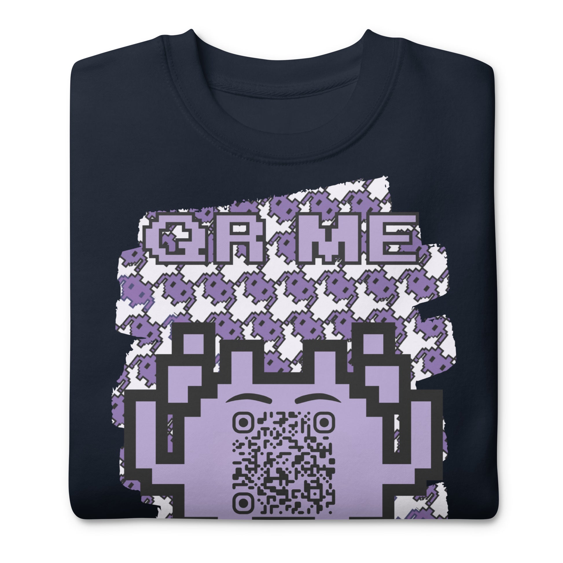 Purple Alien QR Code Sweatshirt – Classic Style for Gamers & Creators