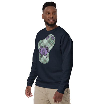 Alien Emoji QR Code Plaid Premium Sweatshirt