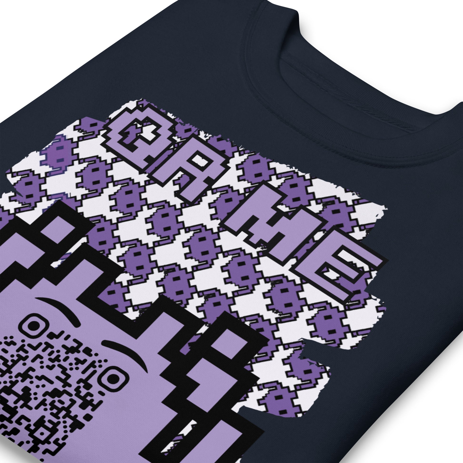 Purple Alien QR Code Sweatshirt – Classic Style for Gamers & Creators