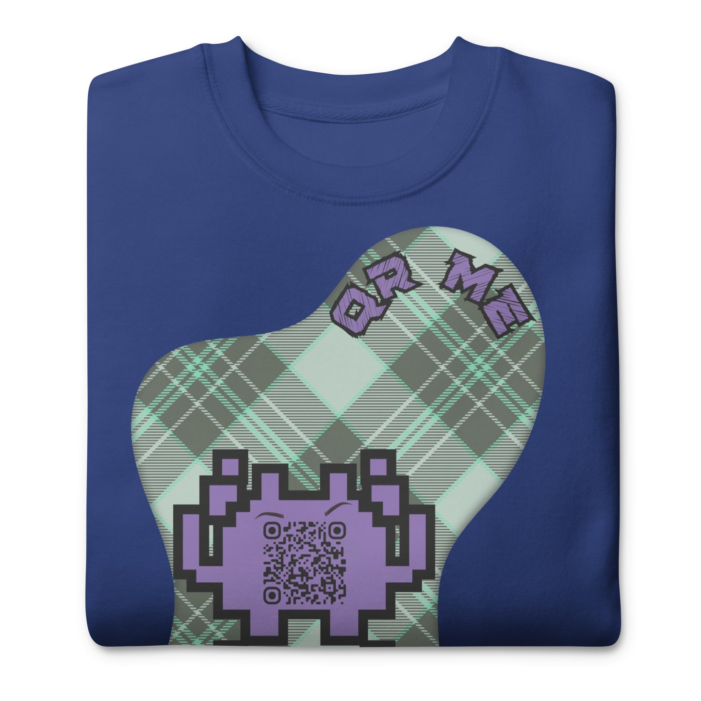 Alien Emoji QR Code Plaid Premium Sweatshirt