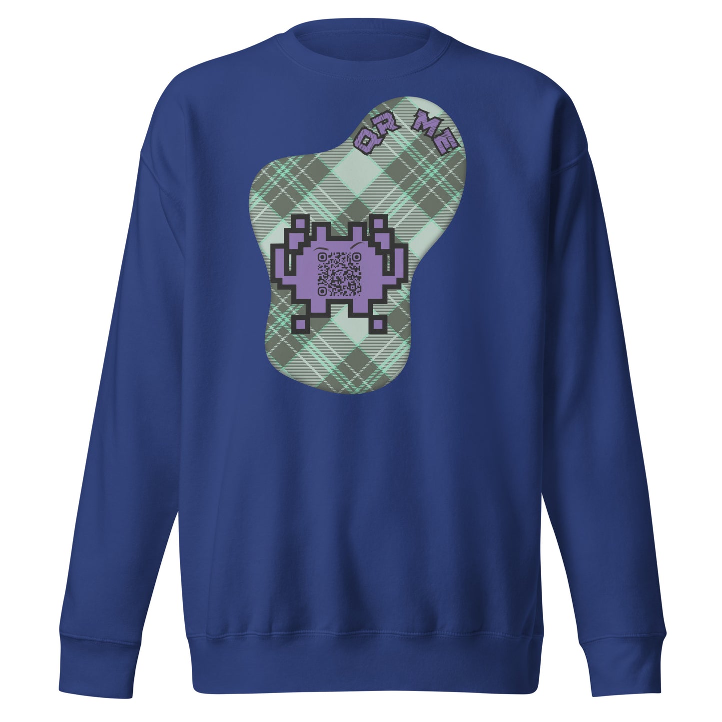 Alien Emoji QR Code Plaid Premium Sweatshirt