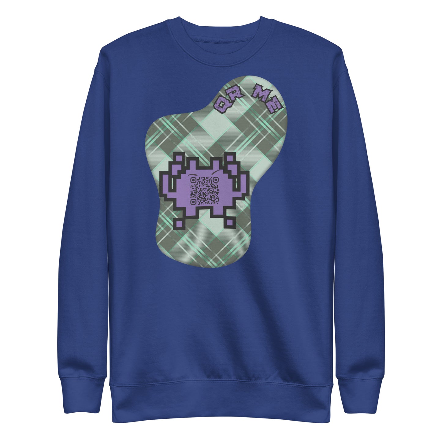 Alien Emoji QR Code Plaid Premium Sweatshirt