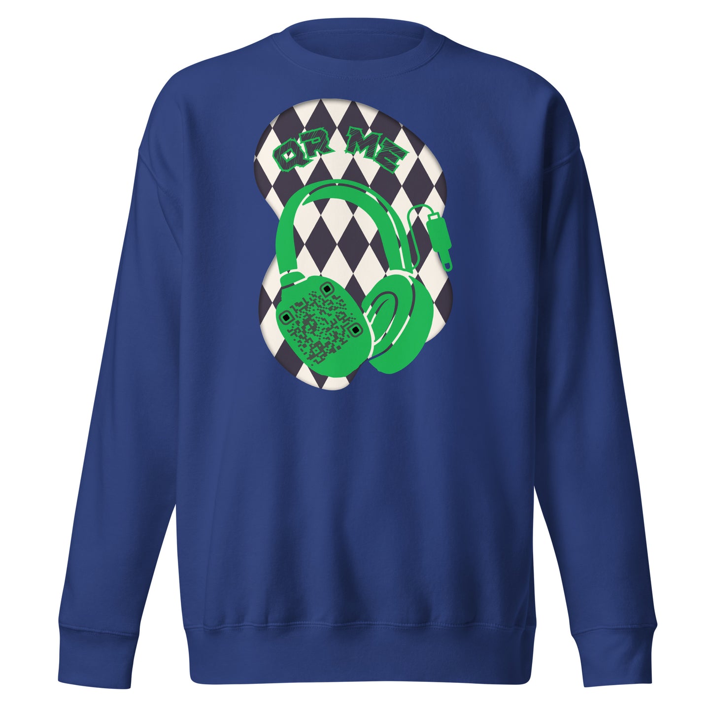 Personalized QR Code Sweatshirt with Funky Harlequin Vibes