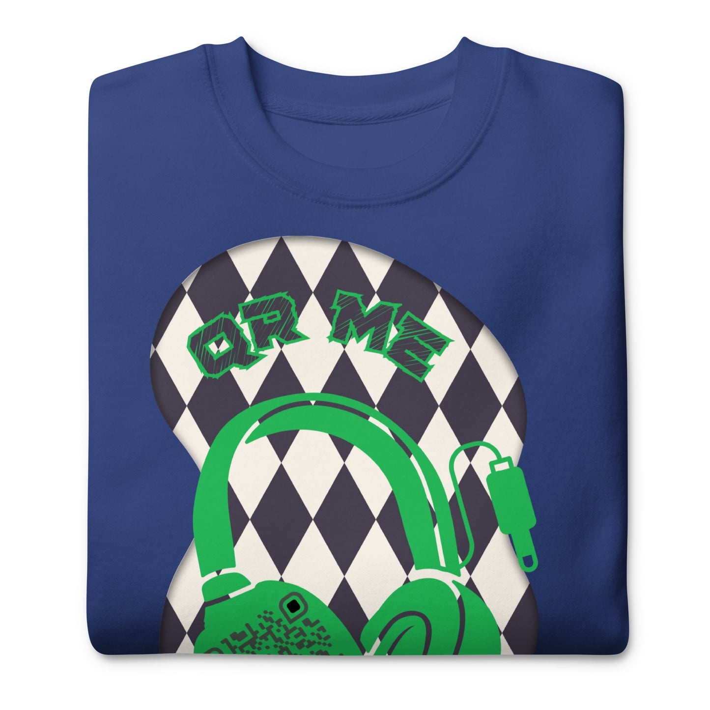 Personalized QR Code Sweatshirt with Funky Harlequin Vibes