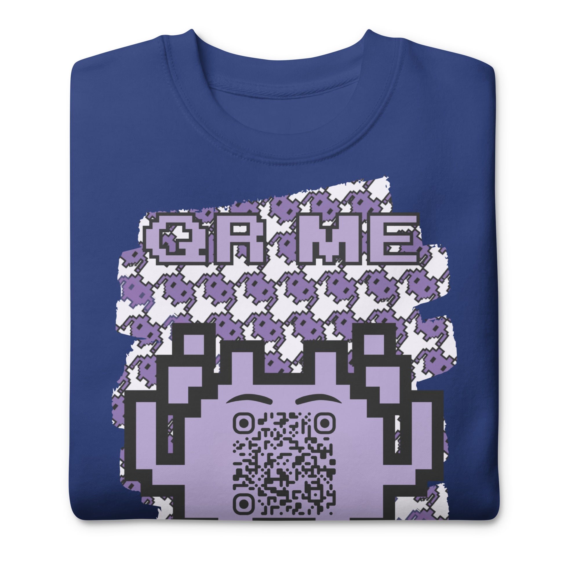 Purple Alien QR Code Sweatshirt – Classic Style for Gamers & Creators