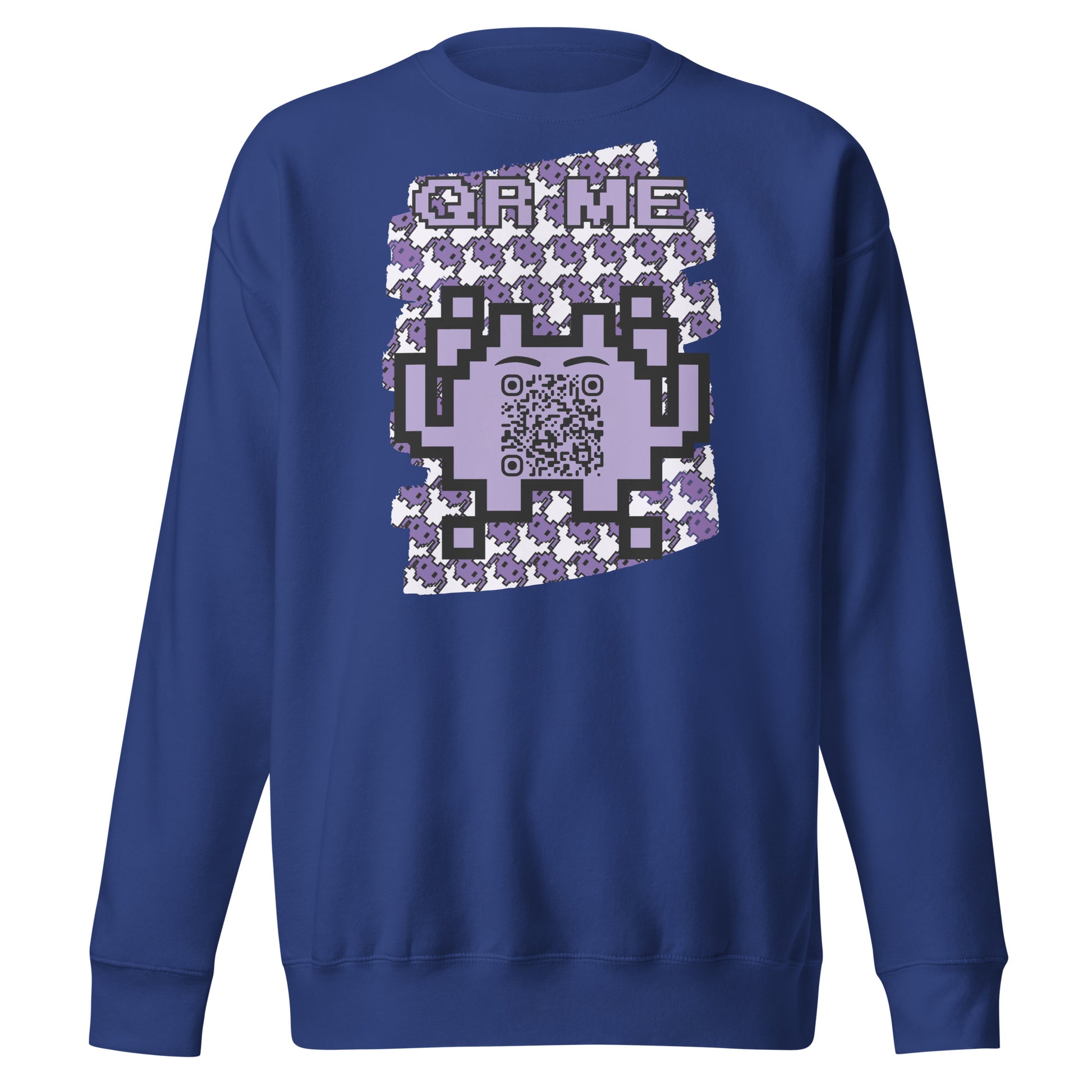 Purple Alien QR Code Sweatshirt – Classic Style for Gamers & Creators