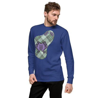 Alien Emoji QR Code Plaid Premium Sweatshirt