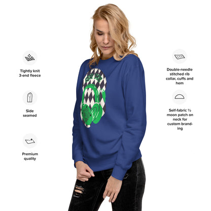 Personalized QR Code Sweatshirt with Funky Harlequin Vibes