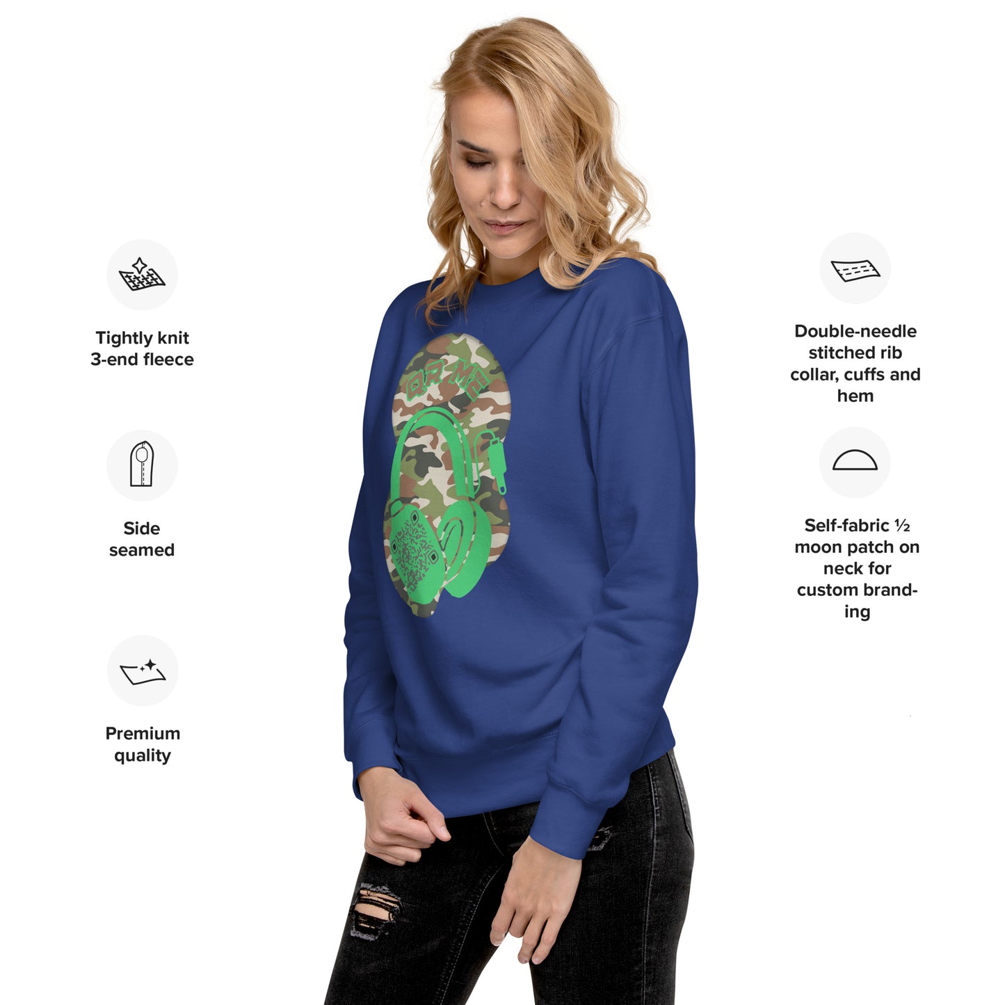 Personalized QR Code Sweatshirt – Camouflage Beats Edition 🎶