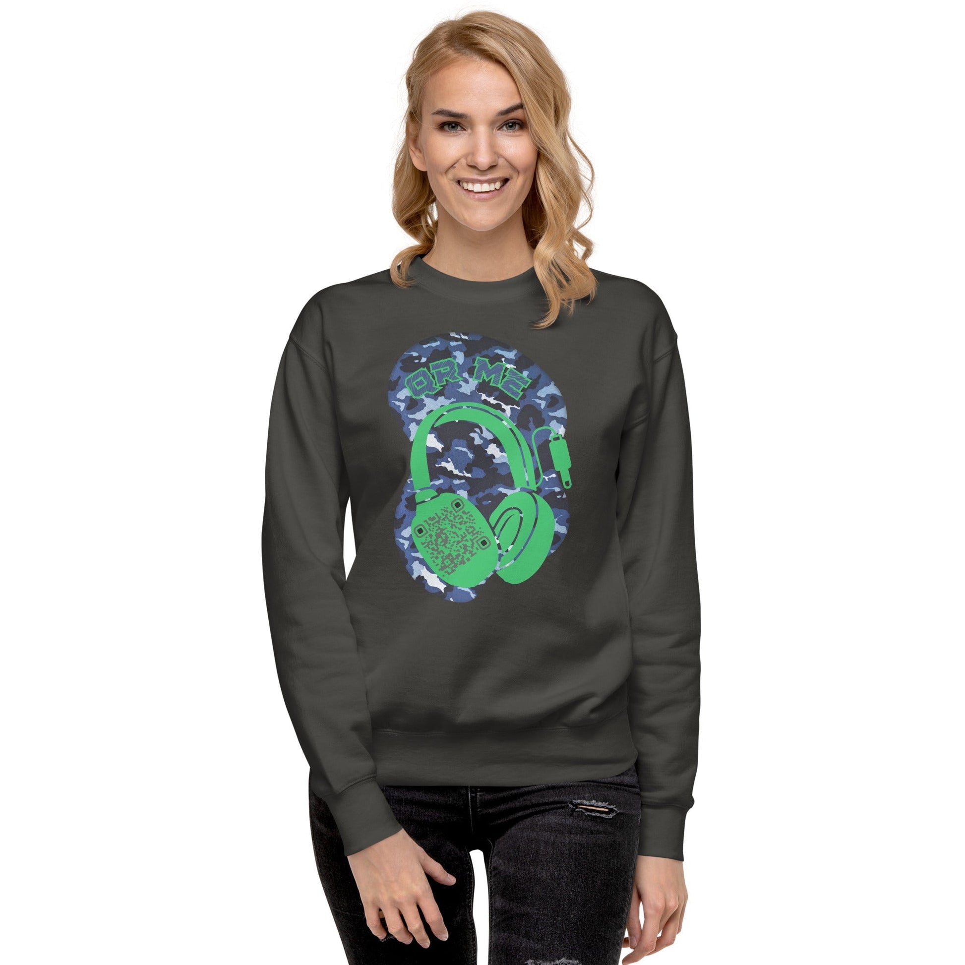 Personalized QR Code Blue Camo Sweatshirt – Blend In, Stand Out