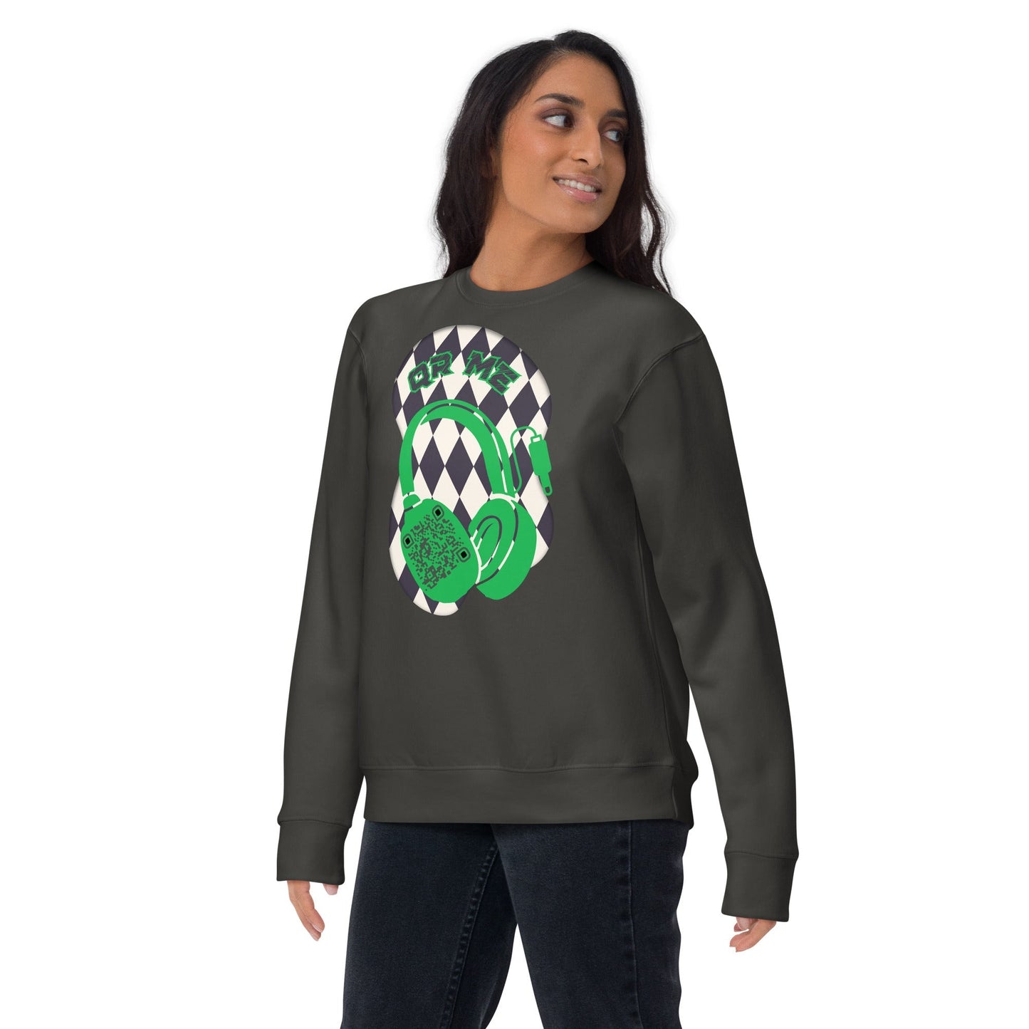 Personalized QR Code Sweatshirt with Funky Harlequin Vibes