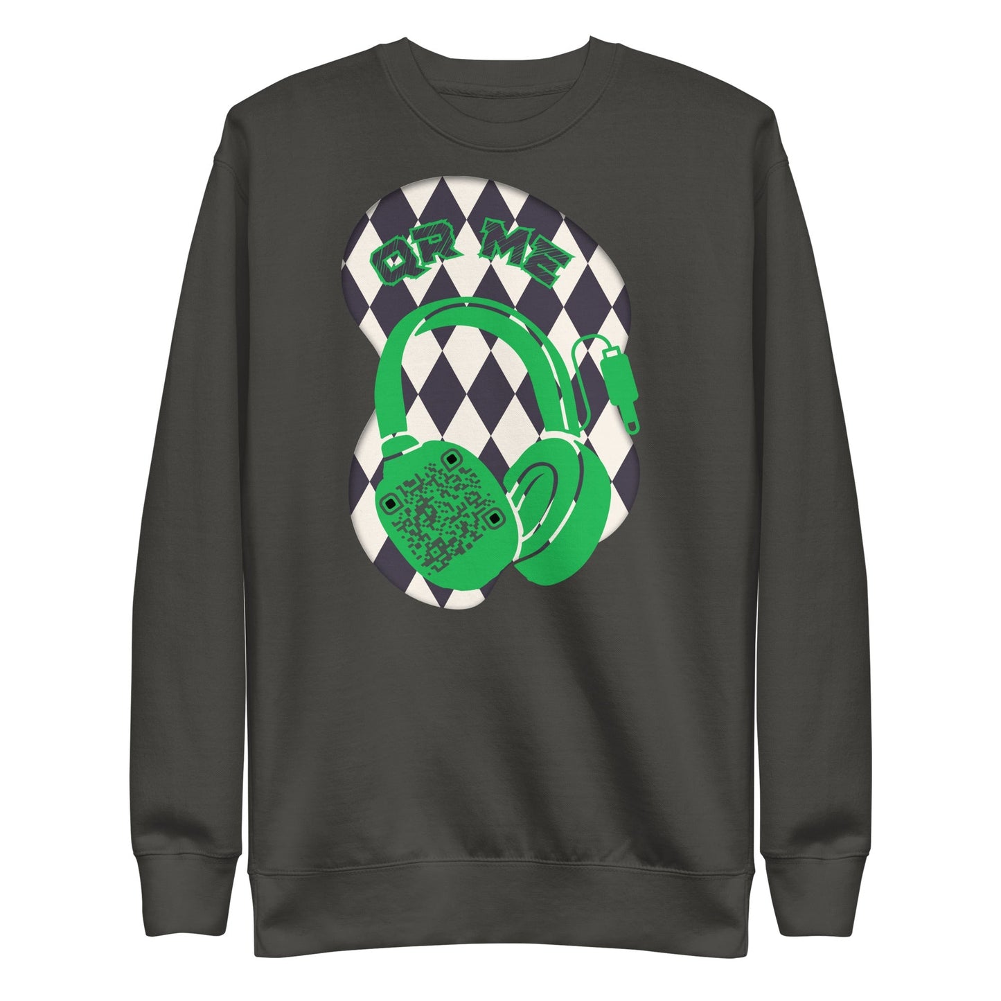 Personalized QR Code Sweatshirt with Funky Harlequin Vibes