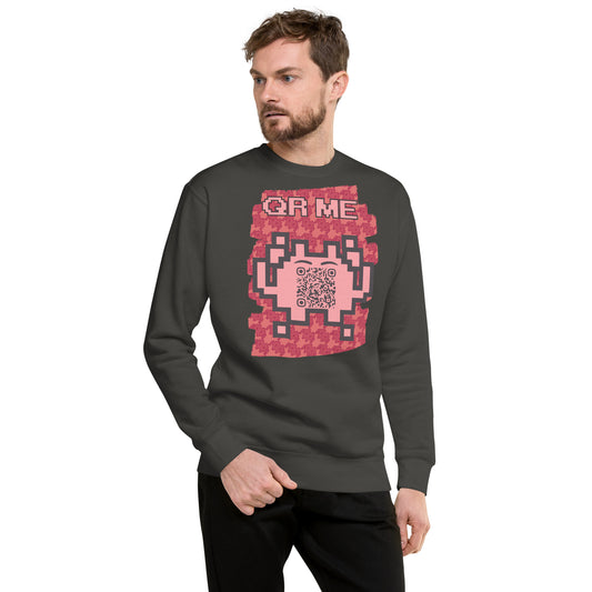 Red Alien QR Code Sweatshirt – Bold Tech for Gamers & YouTubers