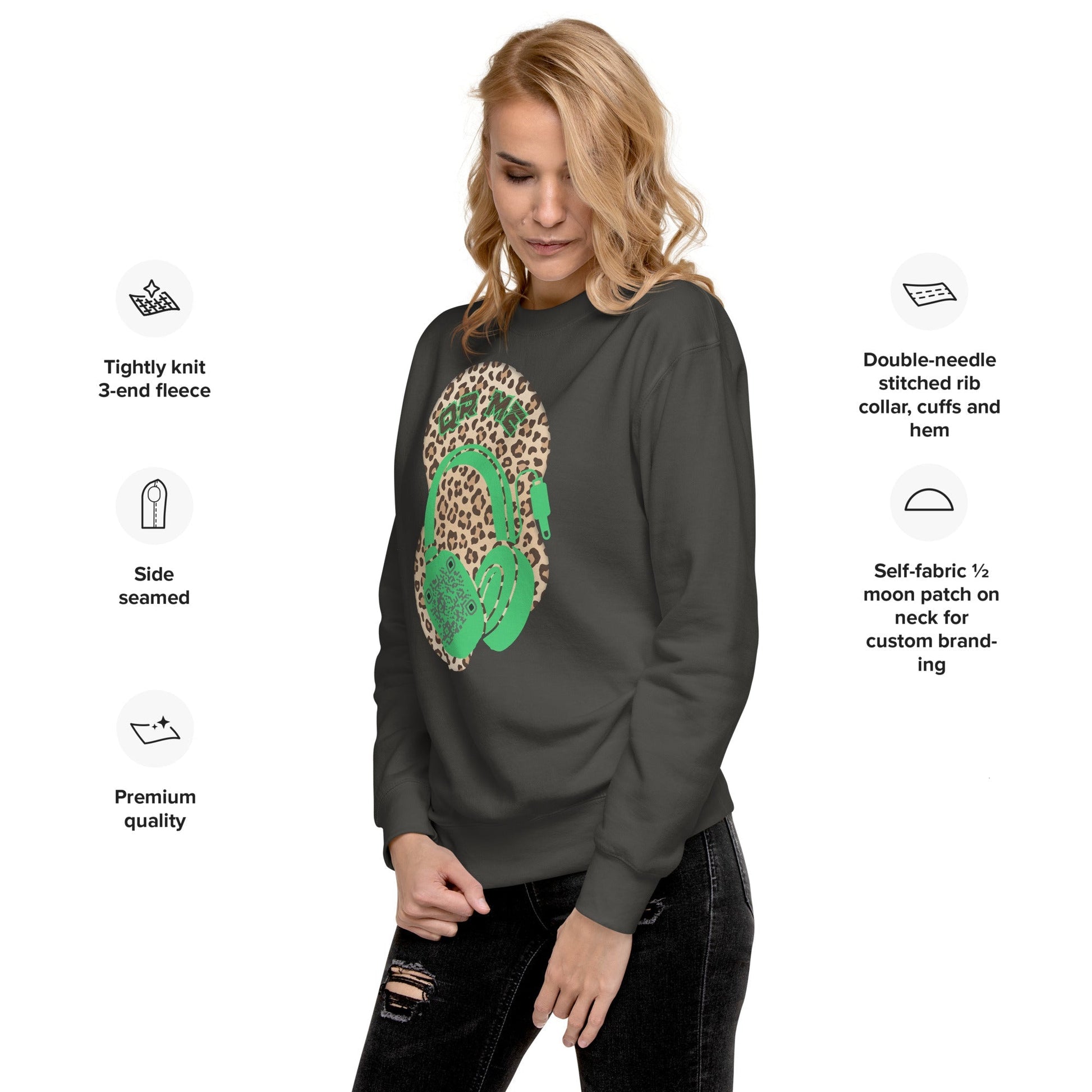 Leopard Print Personalized QR Code Sweatshirt – Wear Your Playlist!