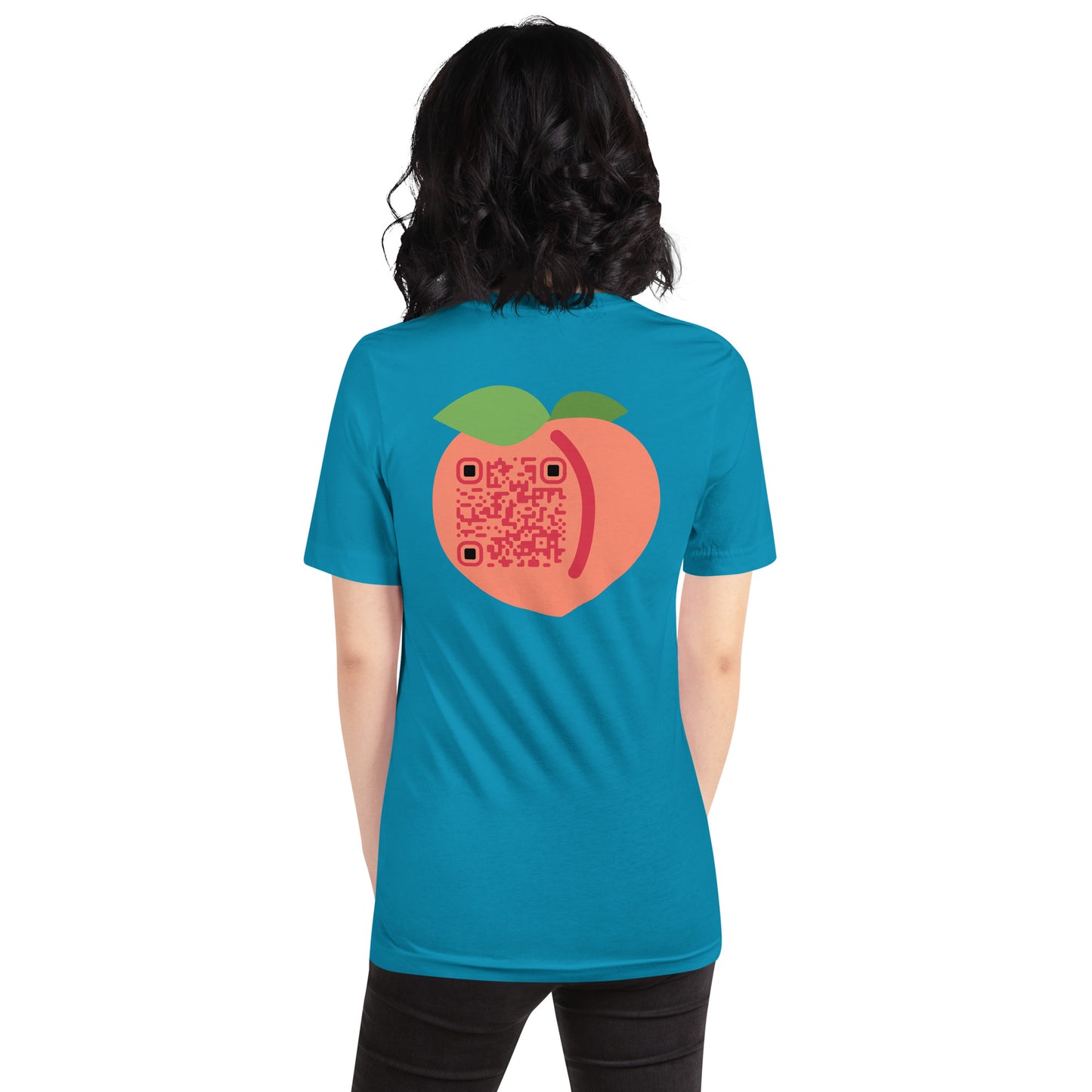 Peach Emoji Emoji Personalized QR Code Unisex T-Shirt-QR GEAR STORE