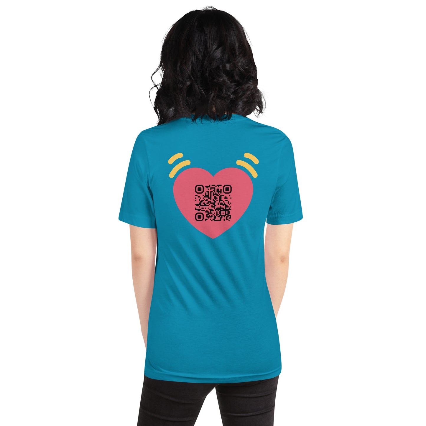 Pink Heart Emoji Personalized QR Code Unisex T-Shirt-QR GEAR STORE