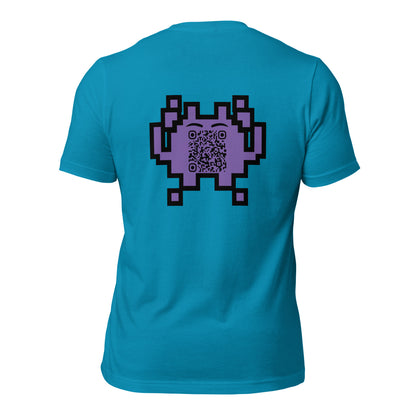 Alien Emoji Personalized QR Code Unisex T-Shirt-Aqua-QR GEAR STORE