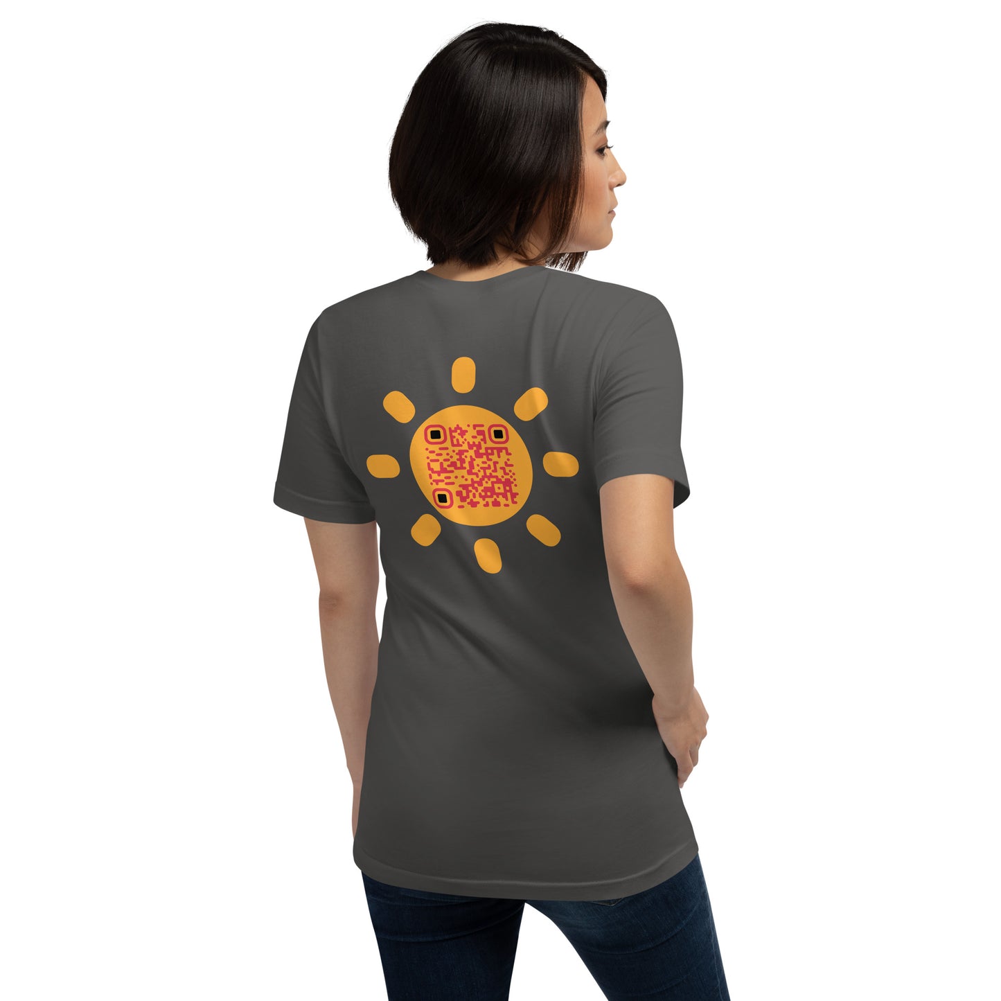 Sunshine Emoji Personalized QR Code Unisex T-Shirts-Asphalt-QR GEAR STORE