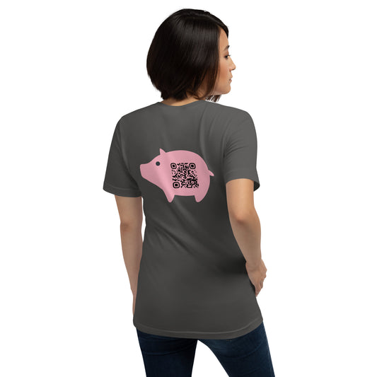 Cute Pig Emoji Personalized QR Code Unisex T-Shirt-Asphalt-QR GEAR STORE