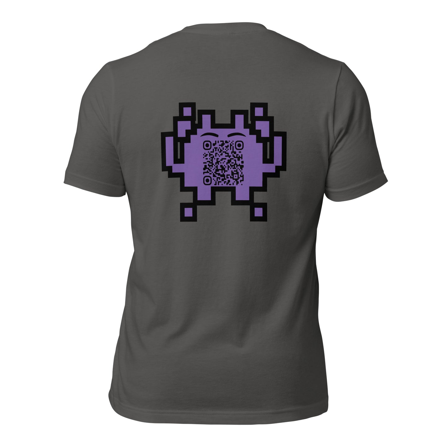 Alien Emoji Personalized QR Code Unisex T-Shirt-Asphalt-QR GEAR STORE