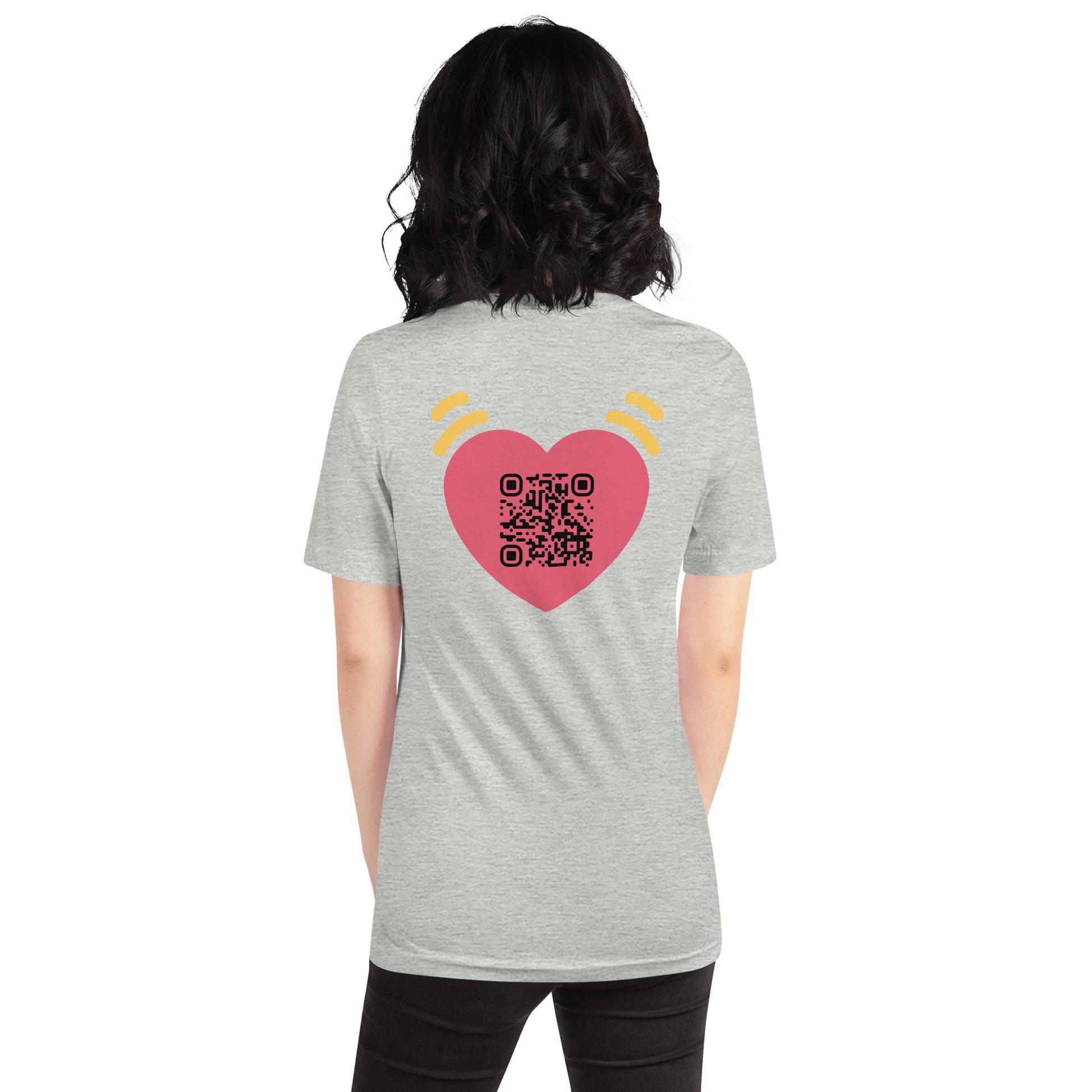 Pink Heart Emoji Personalized QR Code Unisex T-Shirt-QR GEAR STORE