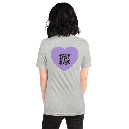 Purple Heart Emoji Personalized QR Code Unisex T-Shirt-QR GEAR STORE