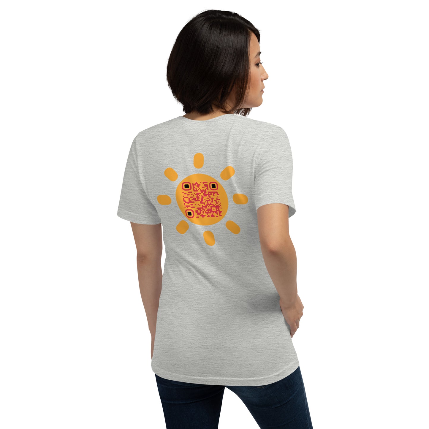 Sunshine Emoji Personalized QR Code Unisex T-Shirts-Athletic Heather-QR GEAR STORE