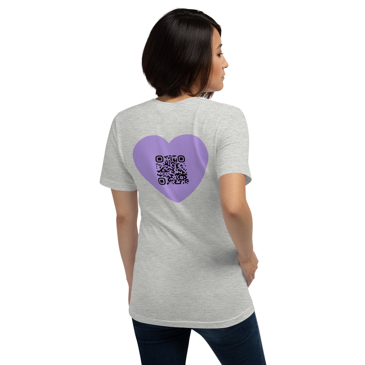 Purple Heart Emoji Personalized QR Code Unisex T-Shirt-Athletic Heather-QR GEAR STORE