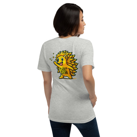 Hedgehog Emoji Personalized QR Code Unisex T-Shirt-Athletic Heather-QR GEAR STORE