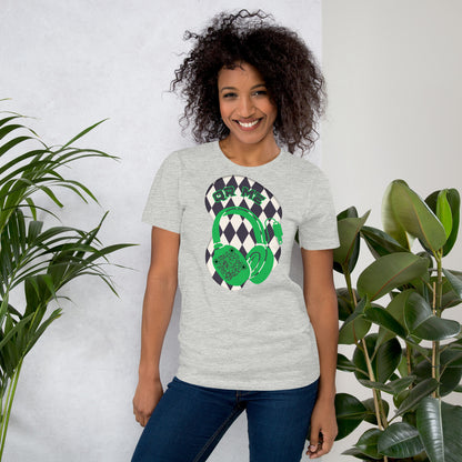 Harlequin QR Code T-Shirt – Share Your Tunes with Flair