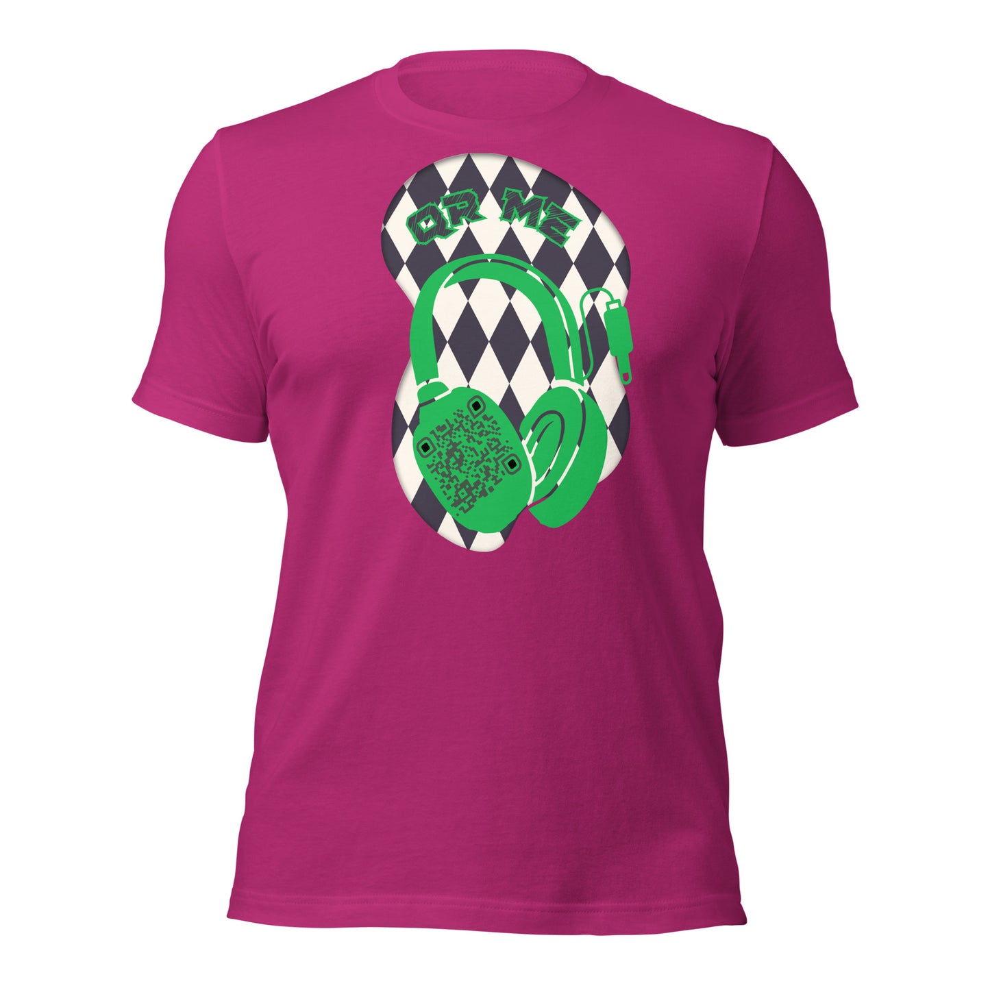 Harlequin QR Code T-Shirt – Share Your Tunes with Flair