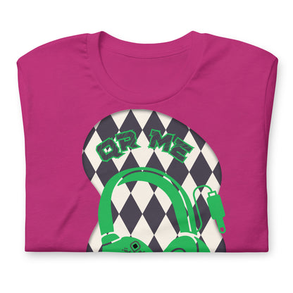 Harlequin QR Code T-Shirt – Share Your Tunes with Flair